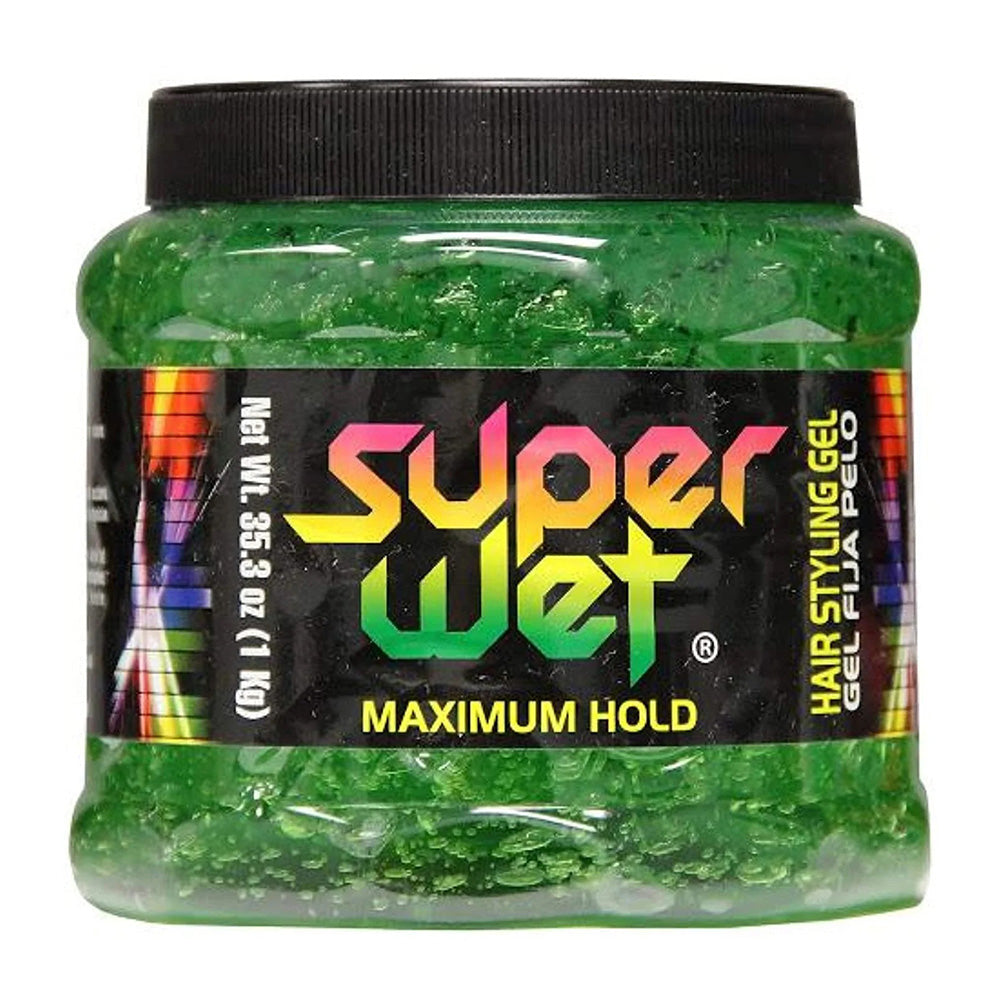 Super Wet Maximum Hold Hair Styling Gel Green 35.3Oz (1kg)