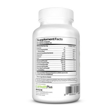 Super Colon Cleanse Dietary Fiber Supplement Capsules By Health Plus - 120 Ea