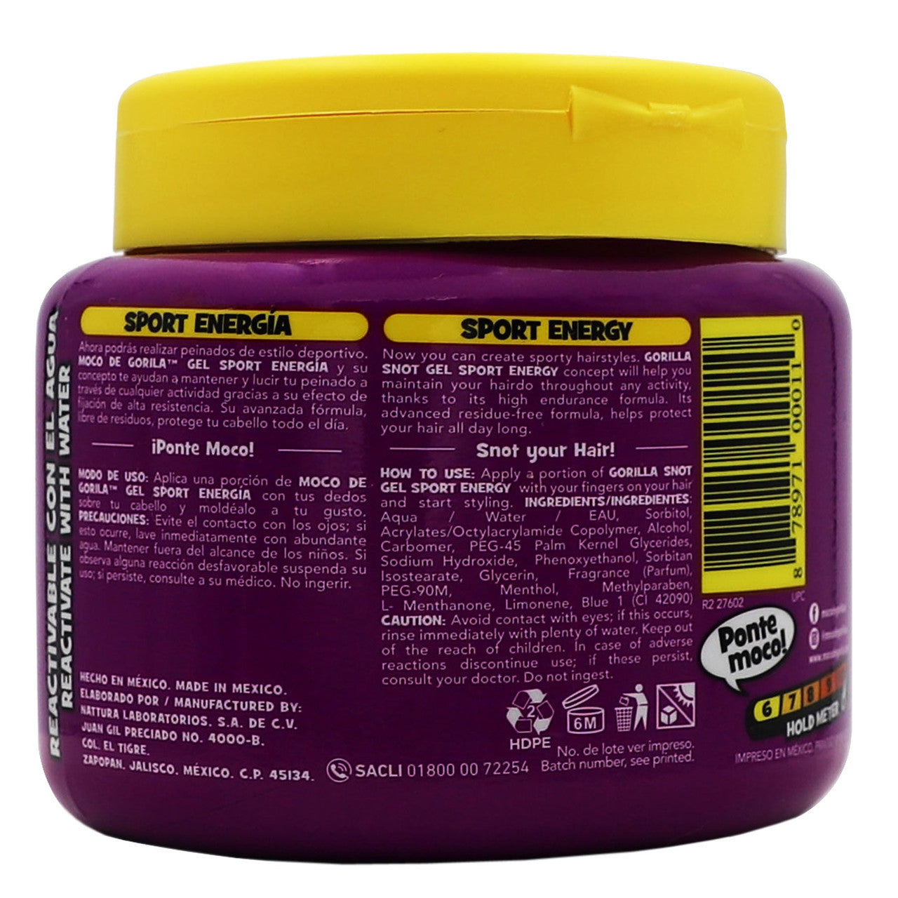 Moco De Gorila Snot Gel, Sport Hair Gel Jar, 9.52 Oz
