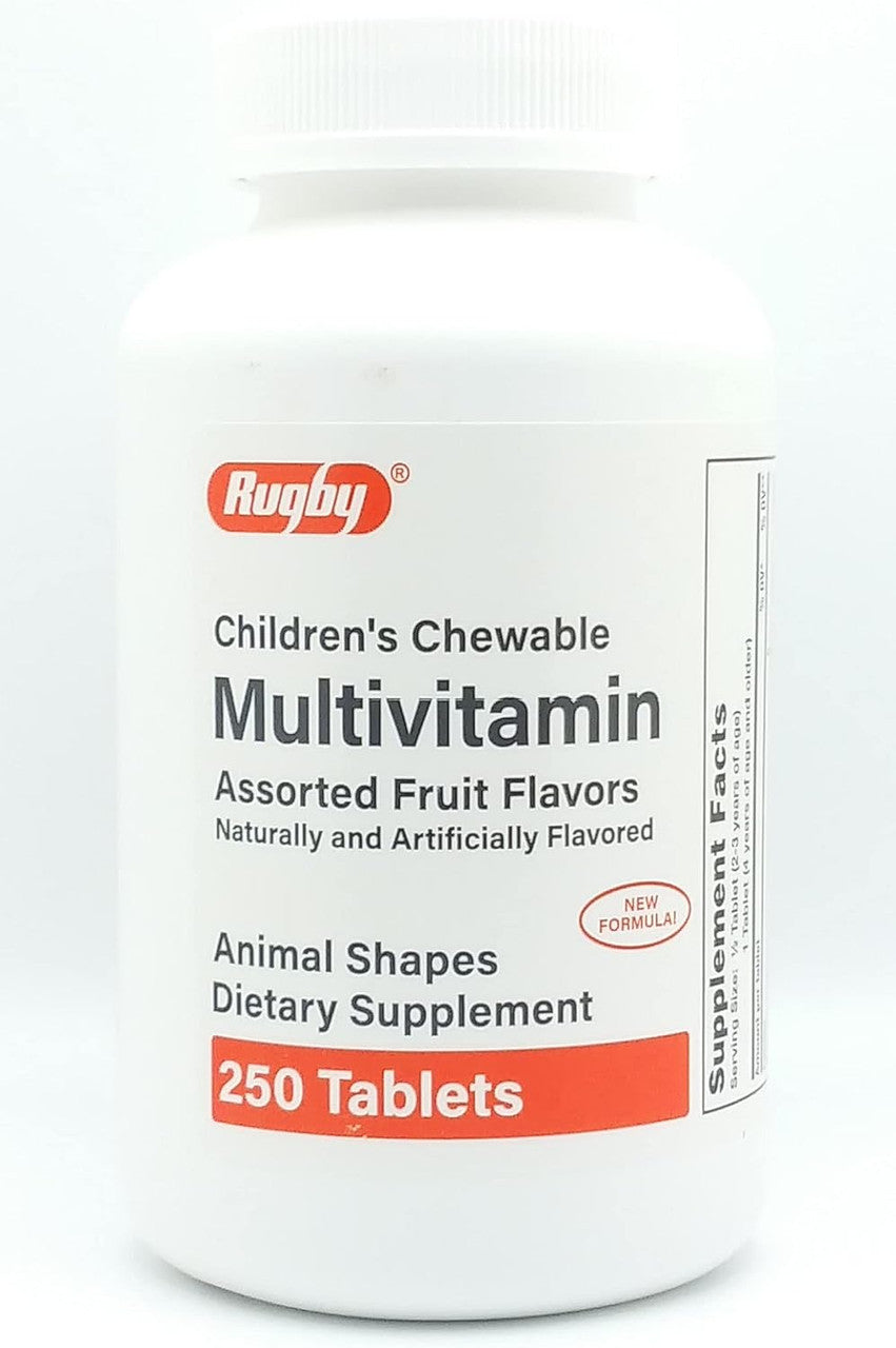 Rugby Childrens Chewable Multivitamin Tablets, Fruit Flavored Tablets, 100 Ea