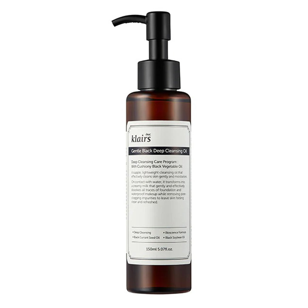klairs Gentle Black Deep Cleansing Oil Hypoallergenic Formula for Sensitive Skin 150ml