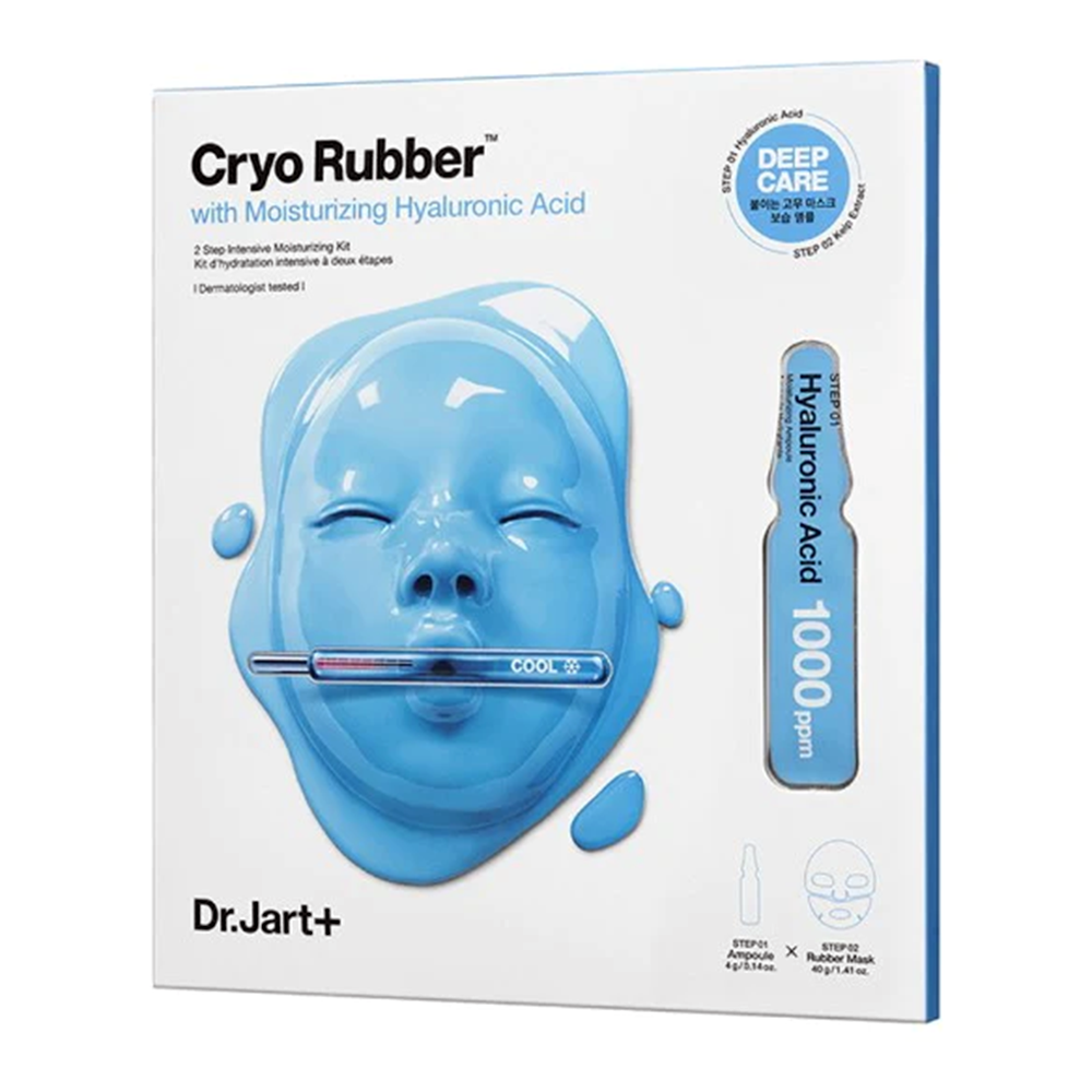 Dr Jart Plus Cryo Rubber Mask with Moisturizing Hyaluronic Acid 1000 ppm 2 Step Intensive Moistuirizing Kit for Face 1Ea