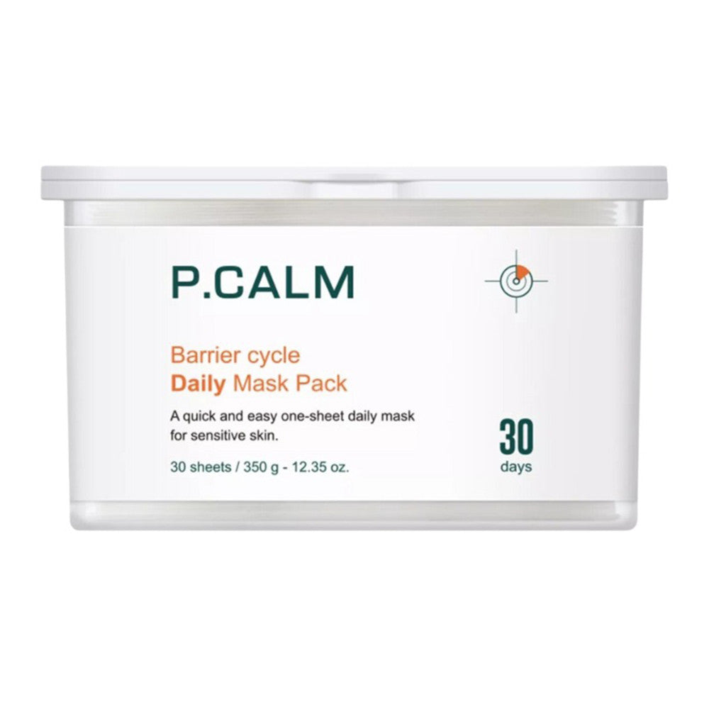 P.calm Barrier Cycle Daily Mask Pack Quick and Easy One Sheet for Sensitive Skin 30 Sheets, 12.35Oz (350g)