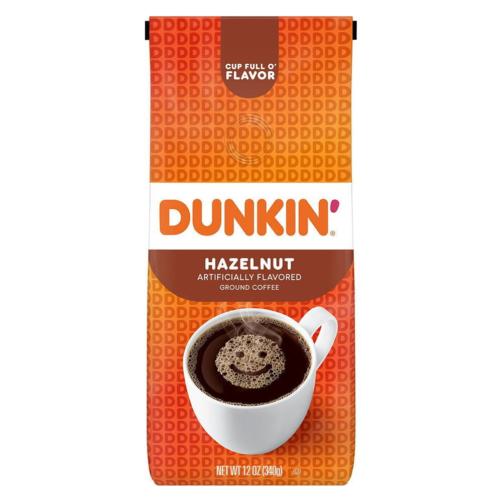 Dunkin Donuts Hazelnut Flavored Ground Coffee for Nutty Aromatic Brew 12Oz (340g)