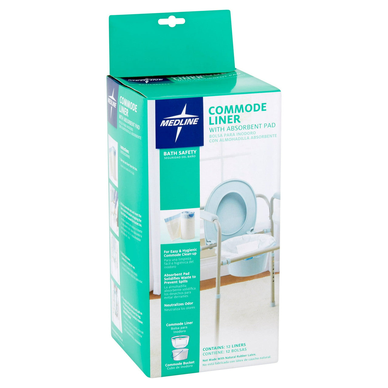 Medline Disposable Plastic With Absorbent Pad Commode Liner Bags - 12 ea
