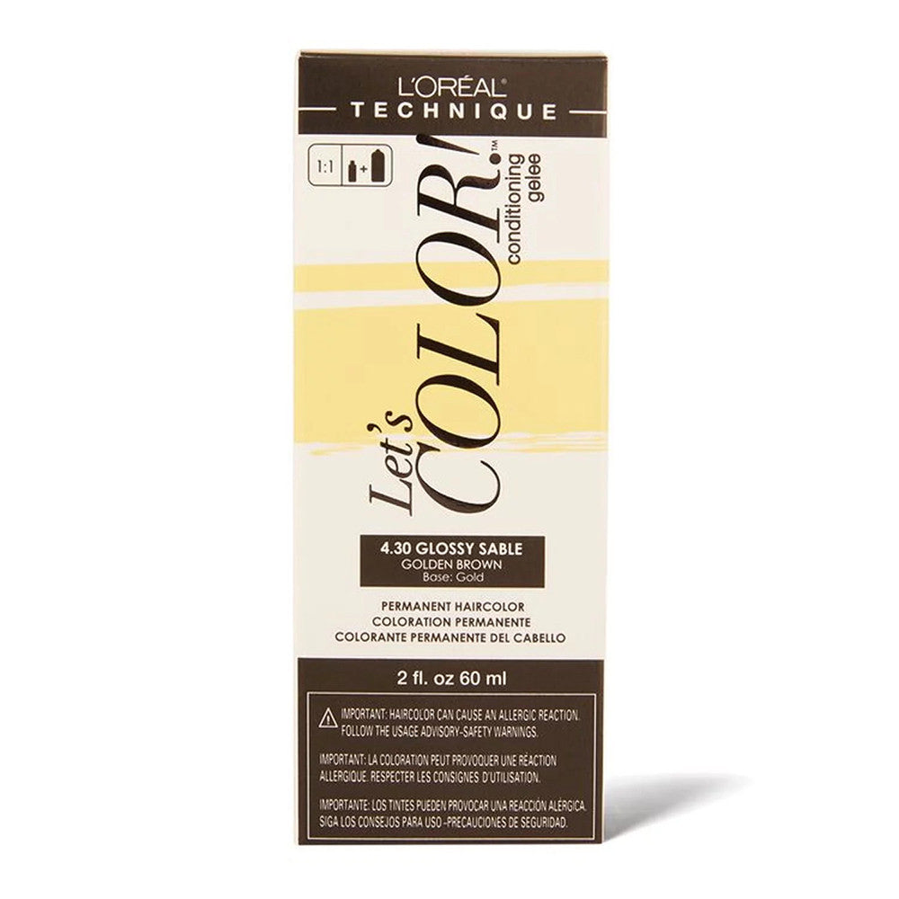 LOreal Lets Color 4.30 Glossy Sable Golden Brown Permanent Haircolor, 1 Ea, 2 Oz