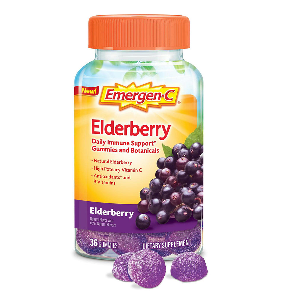 Emergen-C Elderberry Gummies and Botanicals Natural Elderberry Flavor for Immune Support 36Ea