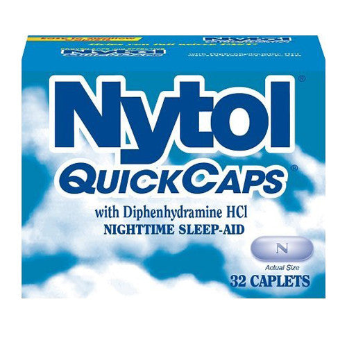 Nytol Nighttime Sleep Aid Quick Capsules with Diphenhydramine HCl, 32 Ea