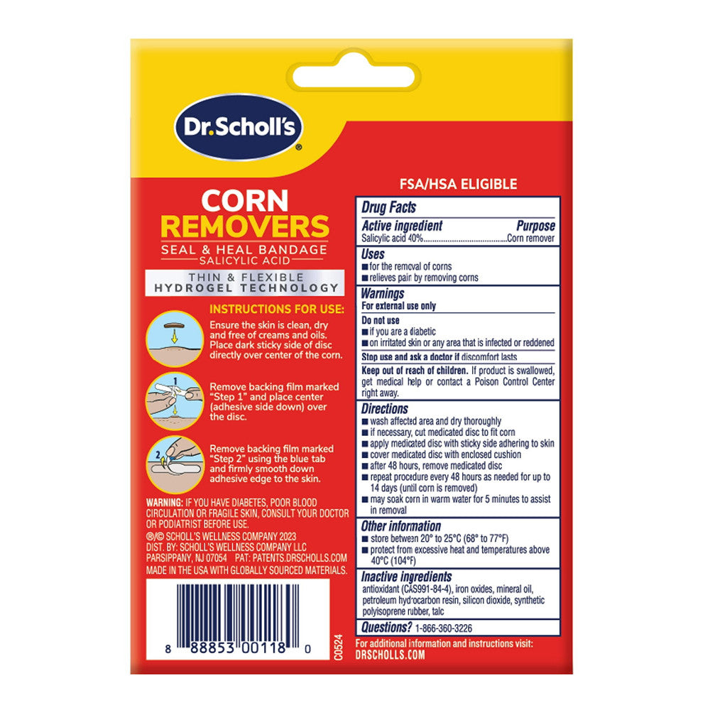 Dr Schools One Step Corn Removers Medicated Bandages, 6 Ea