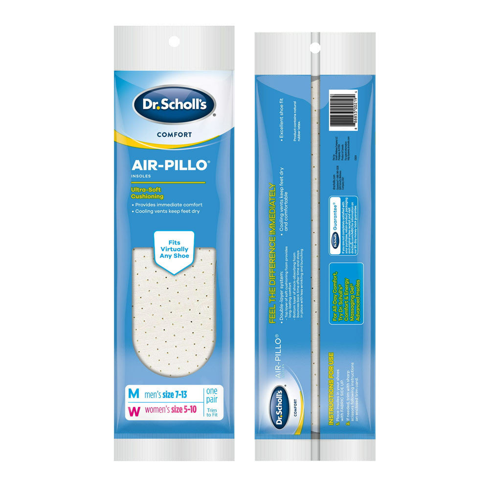 Dr. Scholls Comfort Air-Pillo Insoles, Ultra Soft Cushioning, M Size 7-13, W Size 5-10 1 Pair