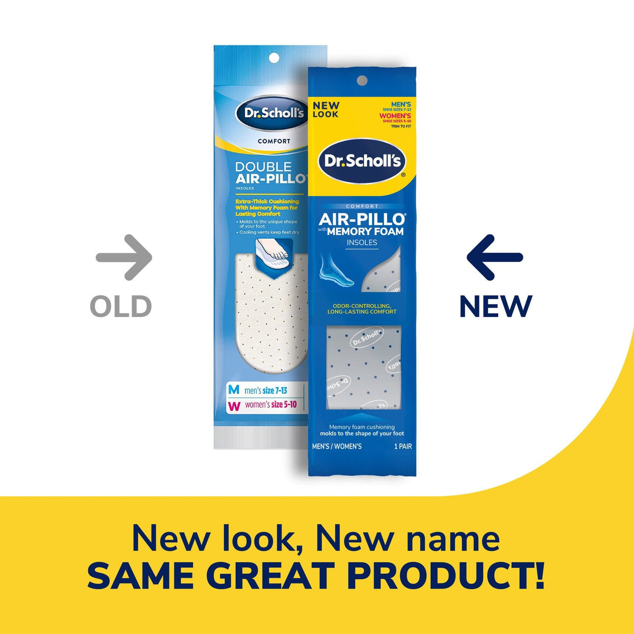 Dr. Scholl's Comfort Double Air-Pillo Insoles, (M 7-13/W 5-10), 1 Pair