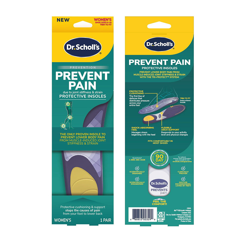 Dr. Scholls Prevent Pain Lower Body Rubber Women Insoles, 1 Pair