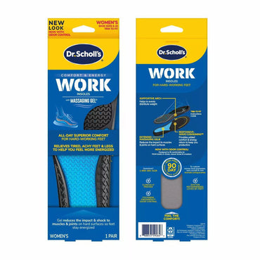 Dr Scholls Women Comfort And Energy Work Massaging Gel Insoles, Size 6-10, 1 Pair