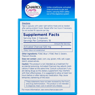 Requa Charcocaps 260 Mg Anti-Gas Formula Capsules - 36 Ea