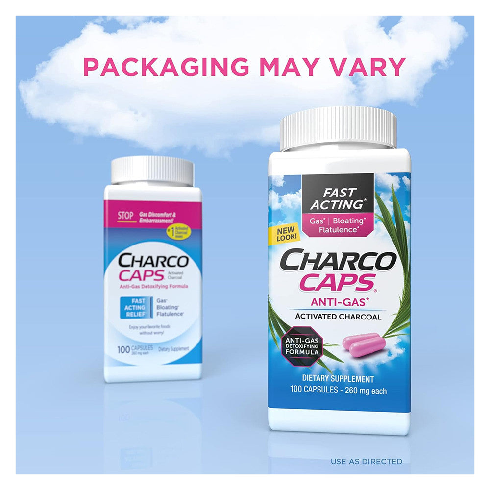 Charcocaps Dietary Supplement Anti-Gas Formula, 100 ct