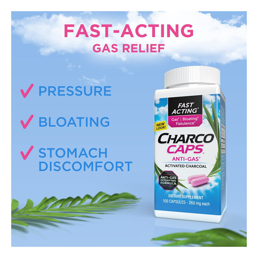 Charcocaps Dietary Supplement Anti-Gas Formula, 100 ct