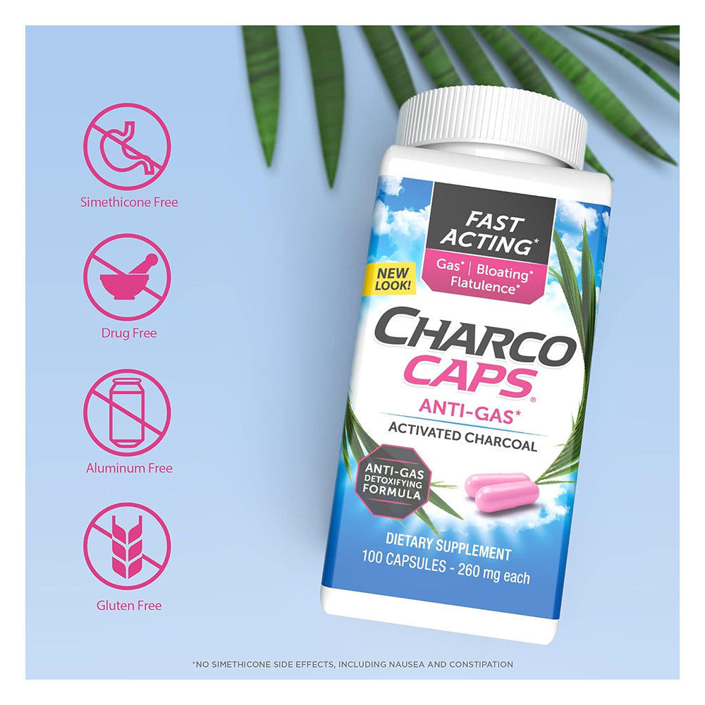 Charcocaps Dietary Supplement Anti-Gas Formula, 100 ct
