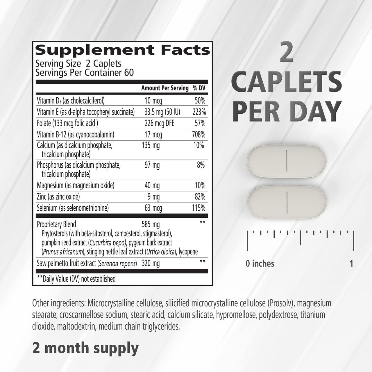 Urinozinc Prostate Health Complex With Beta Plus Saw Palmetto Supplement Caplets, 120 Ea