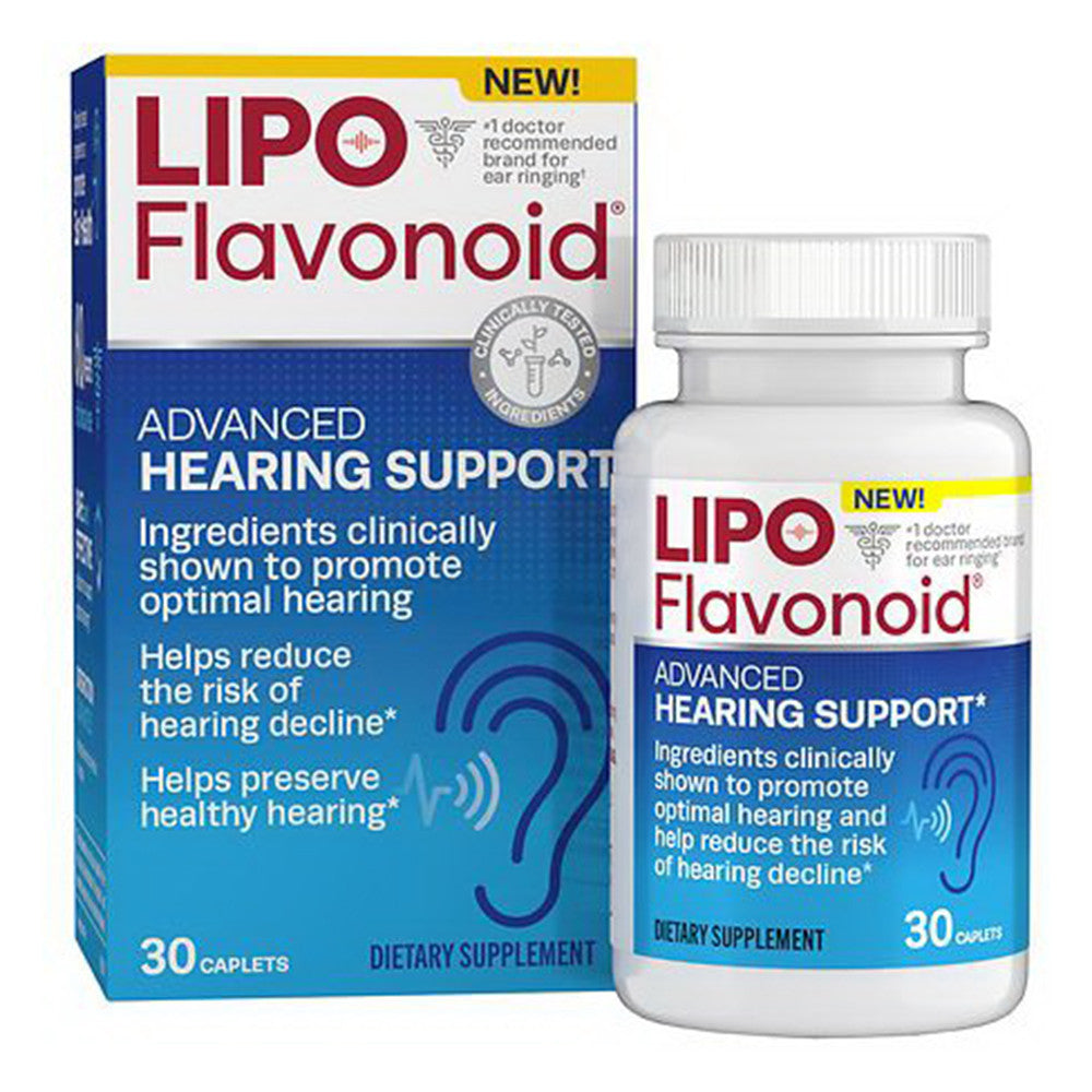 Lipo Flavonoid Advanced Hearing Support for Ear Health Supplement Caplets, 30 Ea