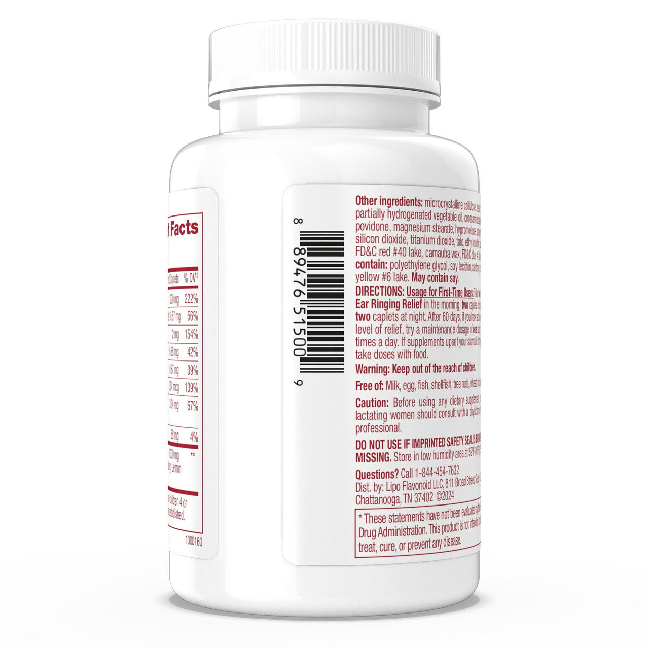 Lipo Flavonoid Plus Ear Health Supplement Caplets, 500 Ea