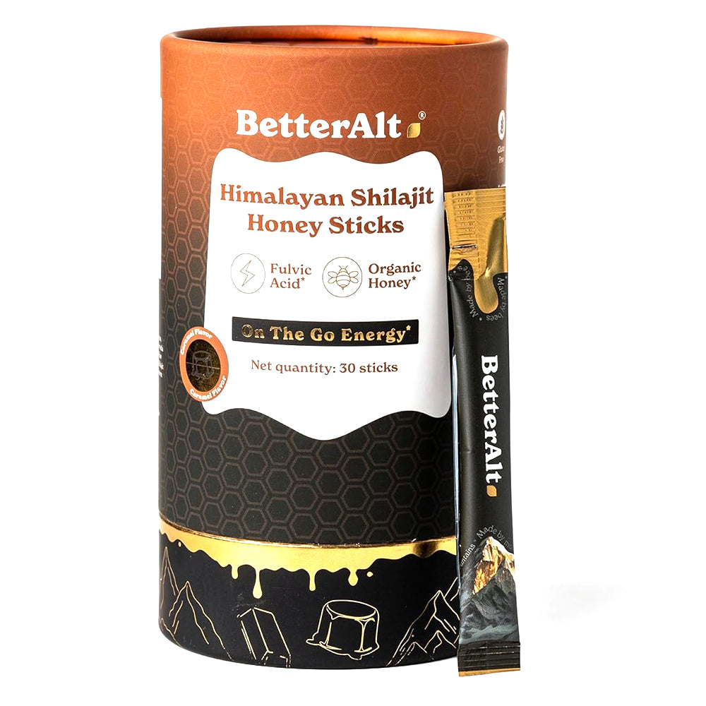 BetterAlt Himalayan Shilajit Honey Caramel Sticks for Boosting Energy Stamina and Overall Vitality 30Ea