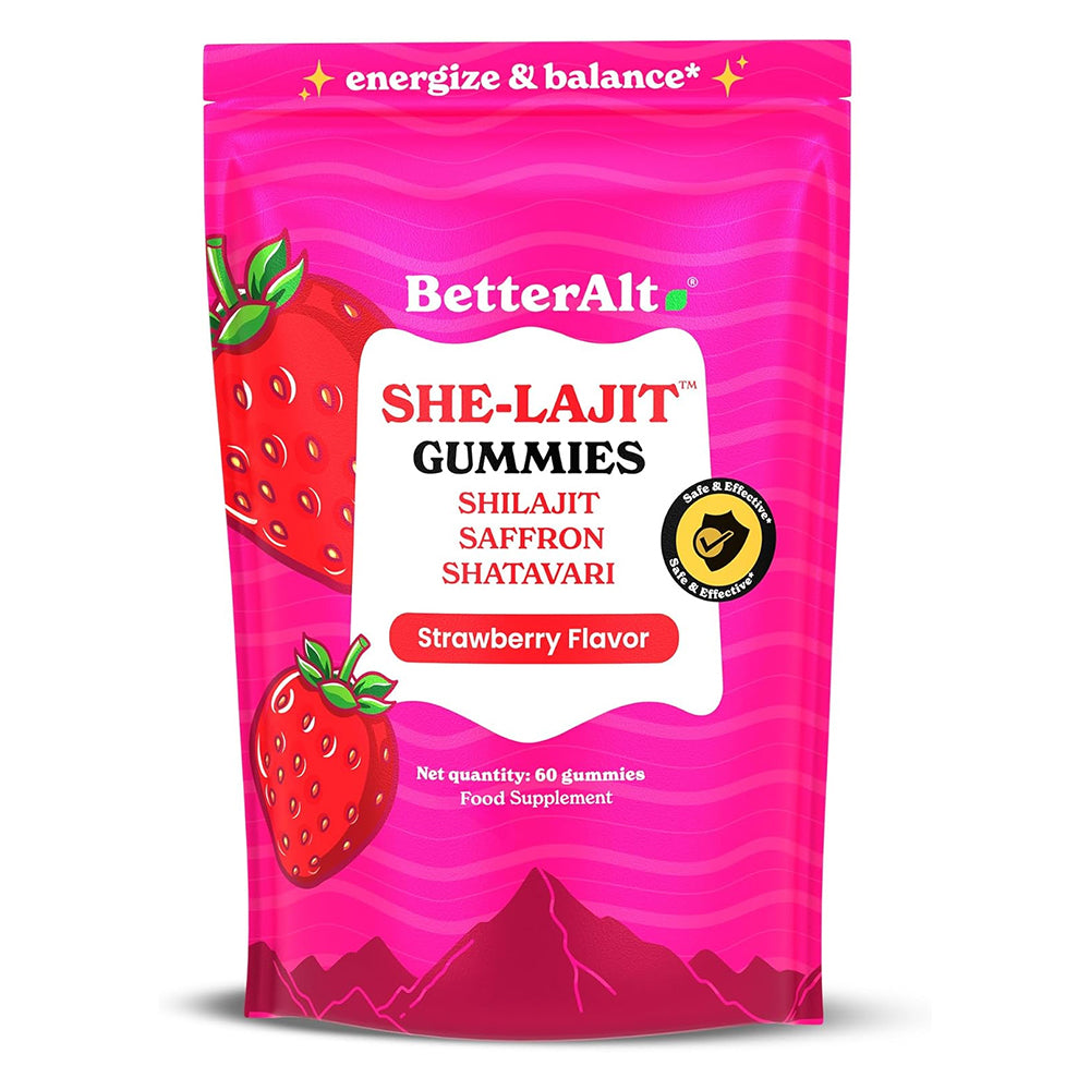 Better Alt SHE-Lajit Gummies for Women Strawberry Flavor for Energy and Hormone Balance 60Ea