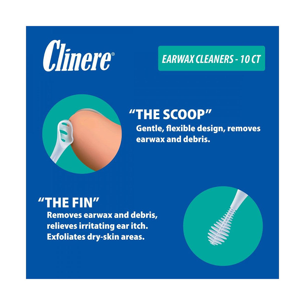 Clinere Personal Flexible Ear Cleaners, Remove Wax, 10 Ea