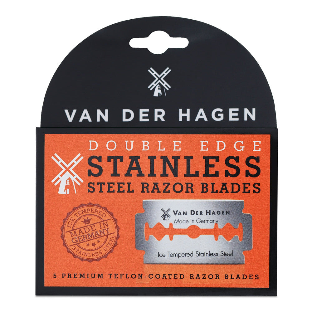 Van Der Hagen Double Edge Stainless Steel Razor Blades, 5 Ea