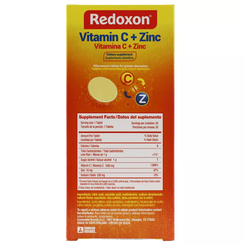 Redoxon Vitamin C and Zinc Orange Flavored Effervescent Tablets - 20 Ea