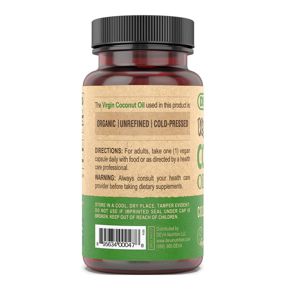 Deva Nutrition Vegan Coconut Oil Virgin Capsules, 90 Ea