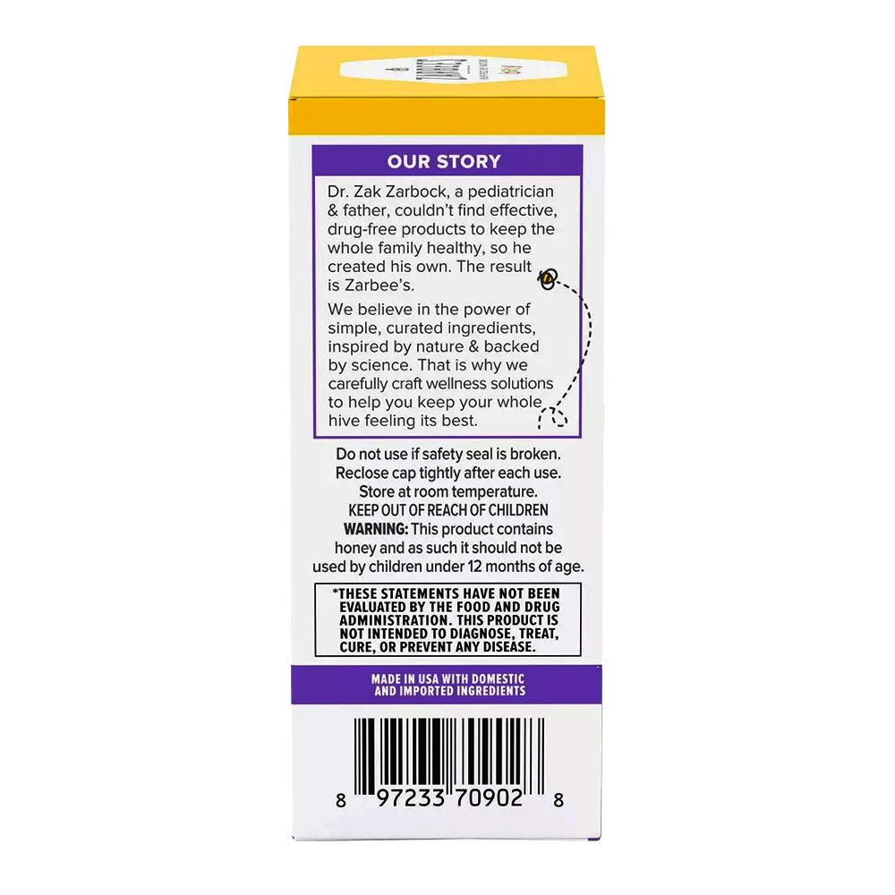 Zarbees Baby Cough Syrup Plus Immune With Honey And Zinc, Natural Cherry Flavor, 2 Oz