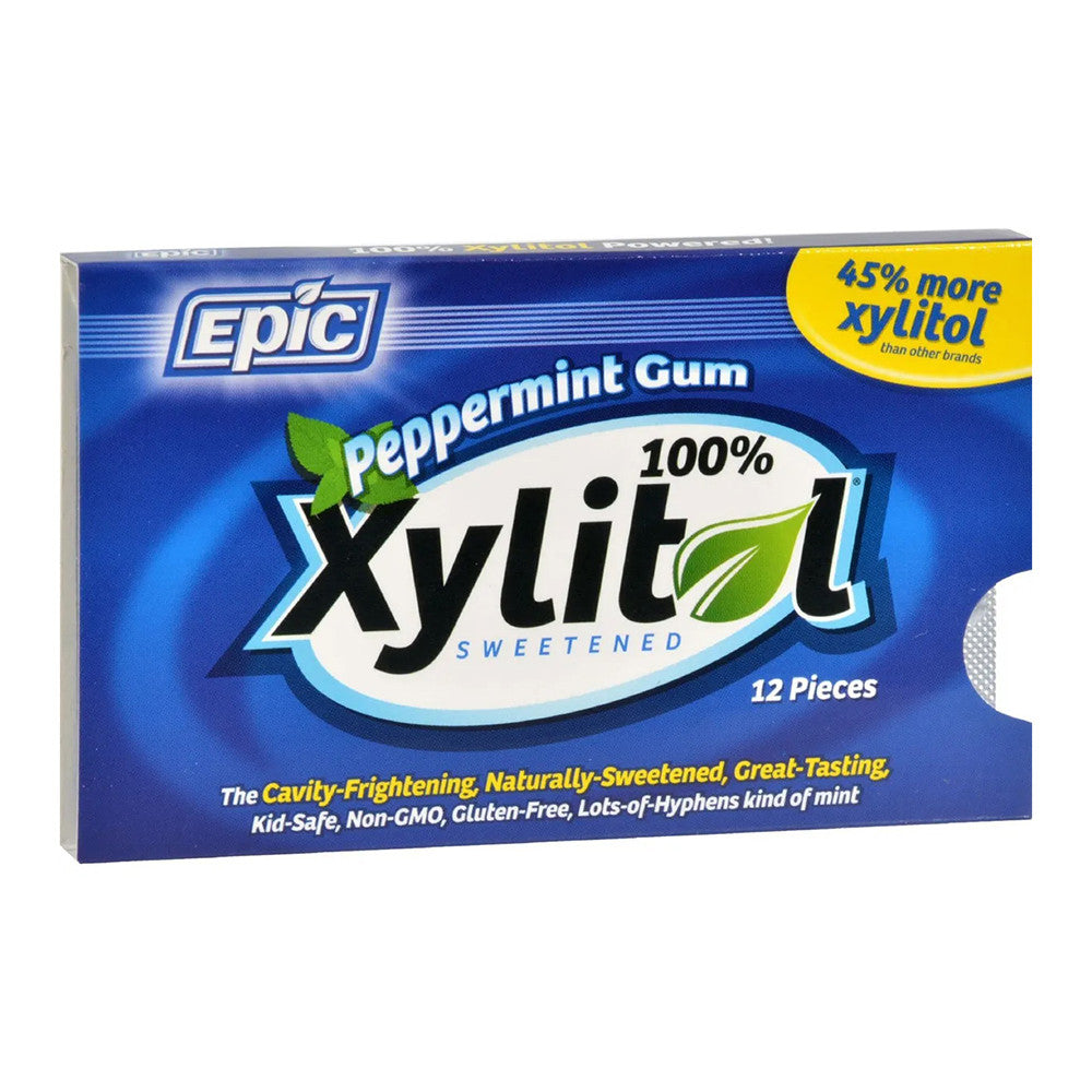 Epic Xylitol Dental Gum, Peppermint, 12 Ea