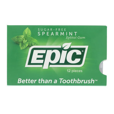 Epic Xylitol Sugar Free Chewing Gum, Spearmint, 12 Ea