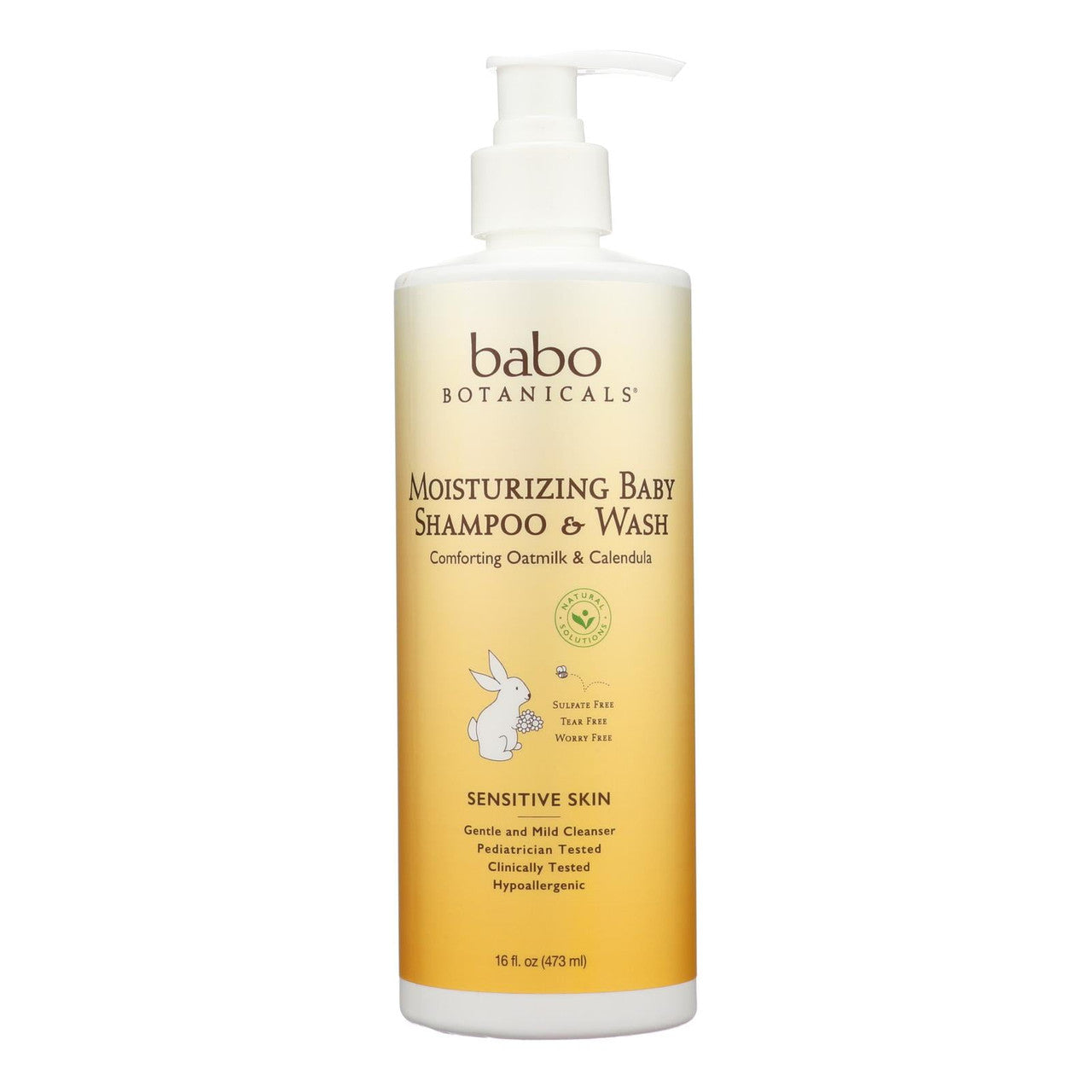 Babo Botanicals Moisturizing Baby Shampoo and Wash, With Oatmilk and Calendula, 16 oz