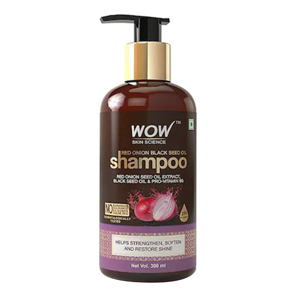 Wow Skin Science Onion Black Seed Oil Shampoo for Hair Fall Control and Healthy Growth 10.14Oz (300ml)