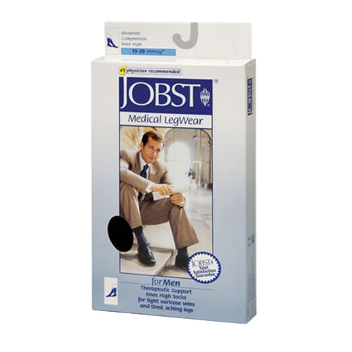 Jobst Medical Legwear For Mens Socks, Knee High 15-20 Mmhg Compression, Black Color, Size: Medium - 1 Box