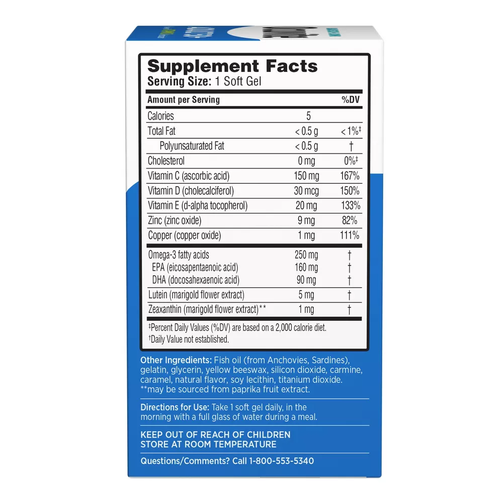 Ocuvite Adult 50 Plus Eye Vitamin/Mineral Supplement Softgels, 90 Ea