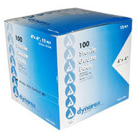 Gauze Pads Sponge Sterile By Dynarex, 12 Ply 4 In X 4 In - 100 Ea