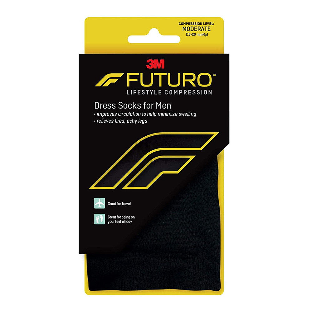 Futuro Revitalizing Dress Socks for Men, Black, Large, 1 Pair