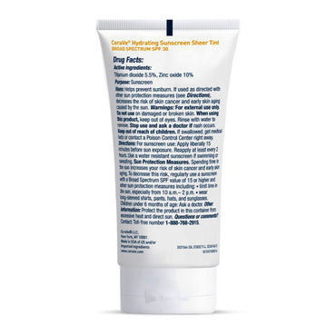 CeraVe Tinted Face Sheer Tint Hydrating Mineral Sunscreen with Zinc Oxide, 1.7 Oz
