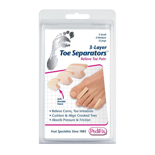 Pedifix 3 Layer, TOE SEPARATOR ASST SIZES, 2 SML - 2 MED - 2 LGE