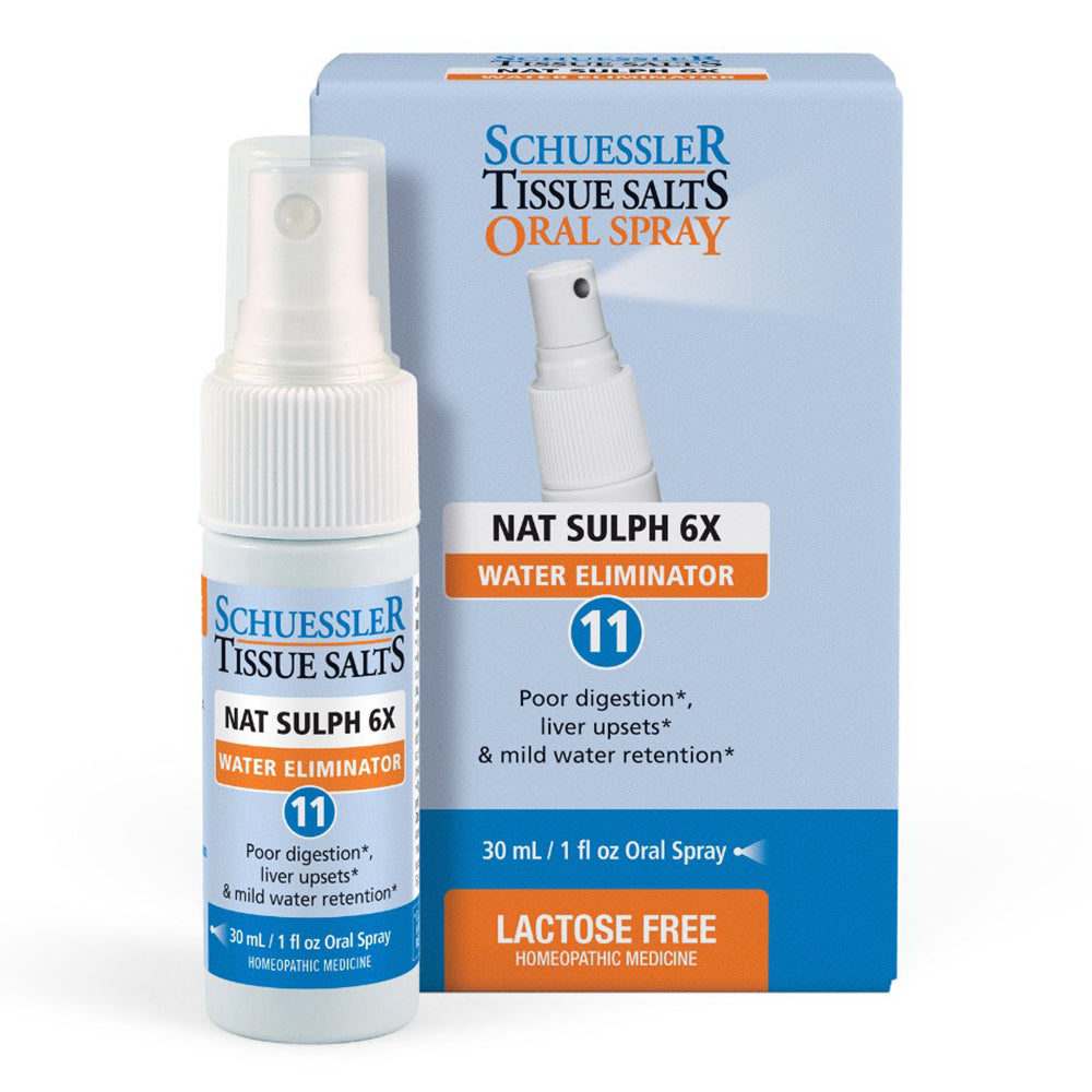 Schuessler Tissue Salts Nat Sulph 6X Water Eliminator for Poor Digestion and Liver Upsets Oral Spray 1Oz (30ml)