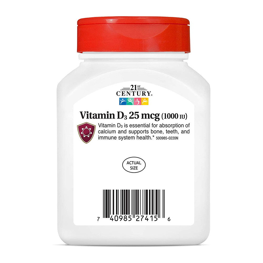 21St Century Vitamin D3-1000 Iu High Potency Softgels - 250 Ea