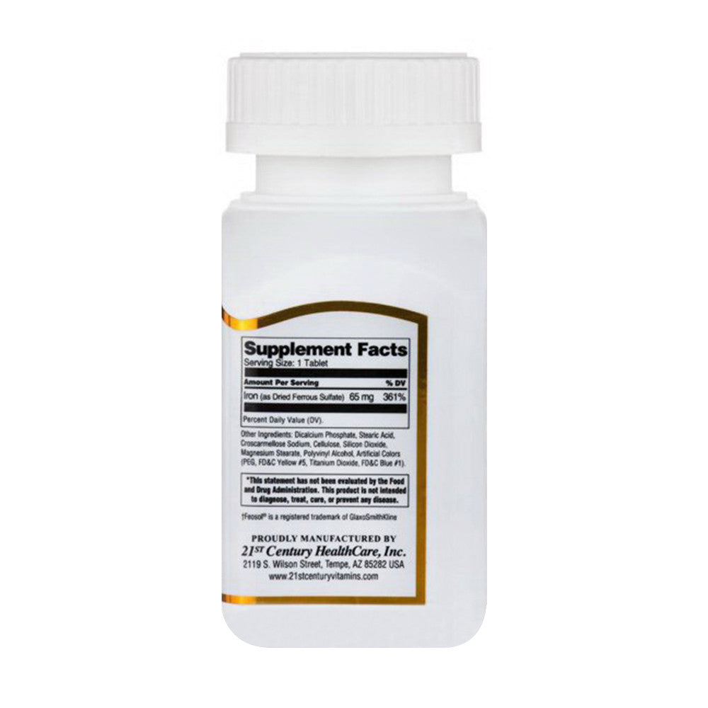 21St Century Iron 65 Mg Ferrous Sulfate Tablets - 120 Ea