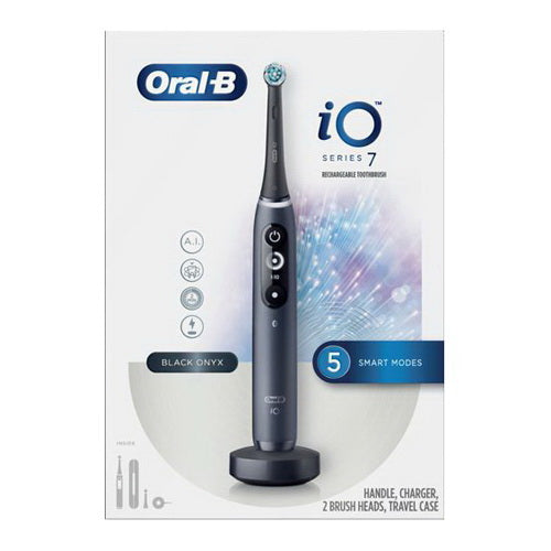 Oral B iO Series 7 Rechargeable Electric Toothbrush with 2 Brush Heads Black 1Ea