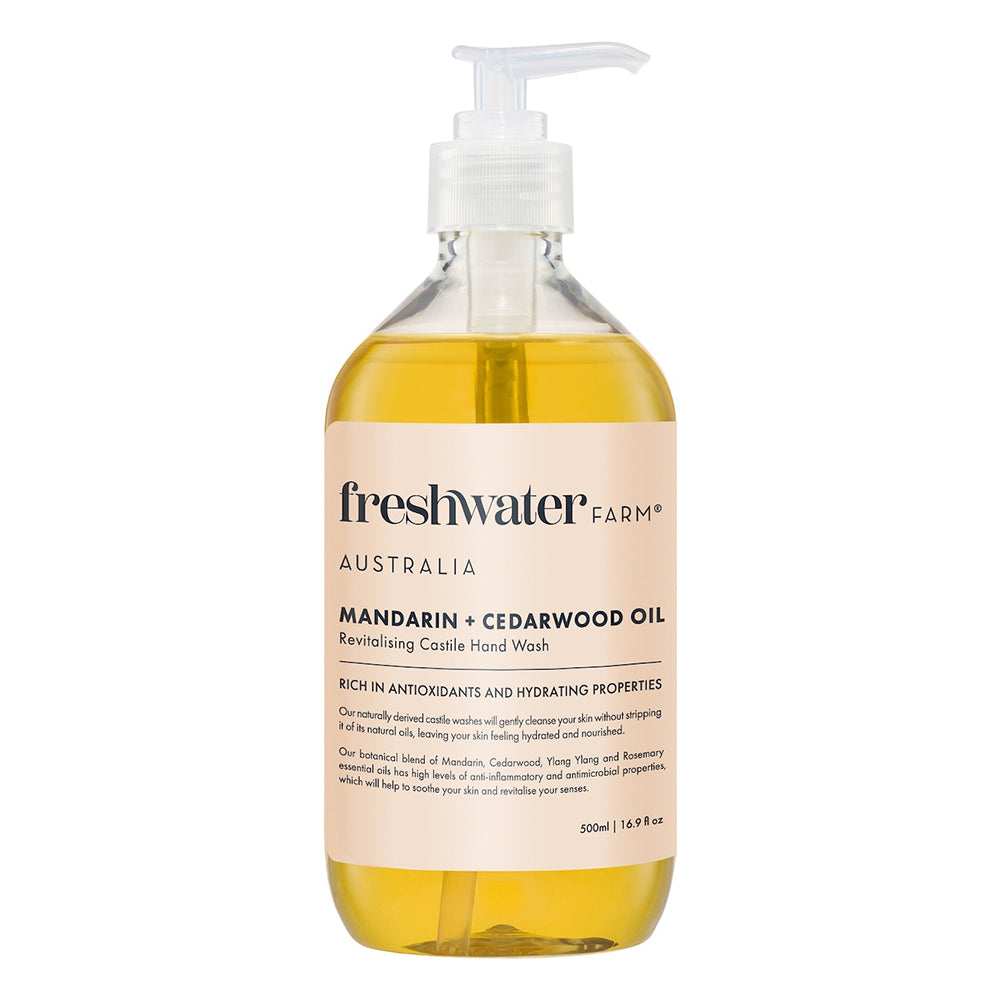 Freshwater Farm Australia Mandarin and Cedarwood Oil Revitalising Castile Rich Antioxidants Hydrating Hand Wash 16.9Oz (500ml)