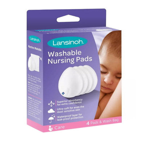 Lansinoh, Washable Nursing Pads, Pads and Wash Bag, 4 Ea