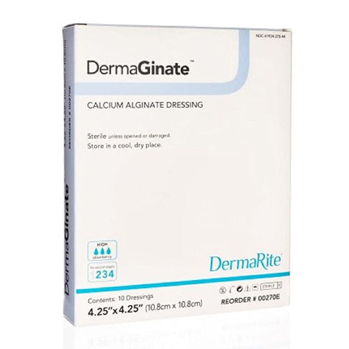 DermaGinate Calcium Alginate Wound Dressings Size 4.25 X 4.25 Inch Comfort and Effectiveness During Healing Process 10Ea