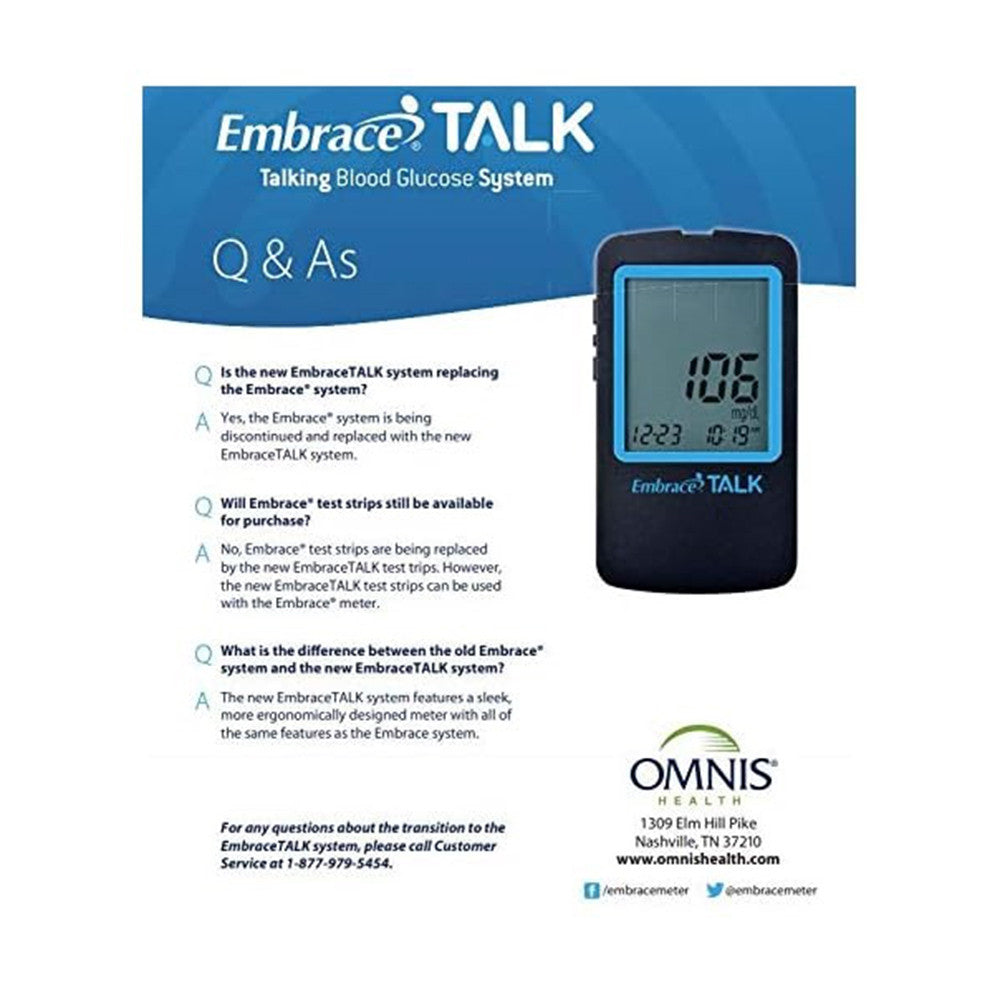 Omnis Health Embrace Talk Blood Glucose Monitor, 1 Ea