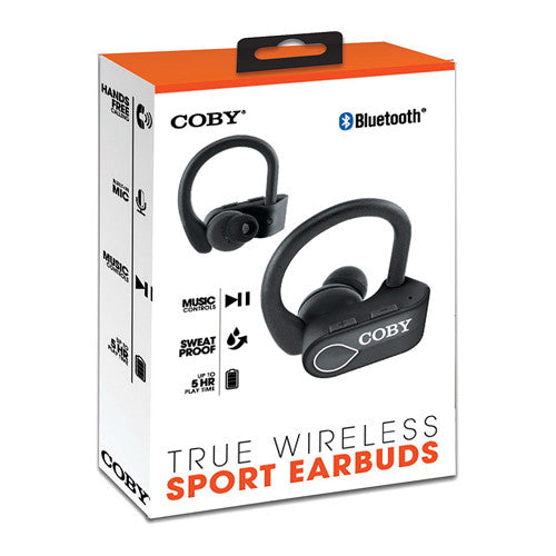 Coby True Wireless Sport Earbuds, Black, 1 Ea